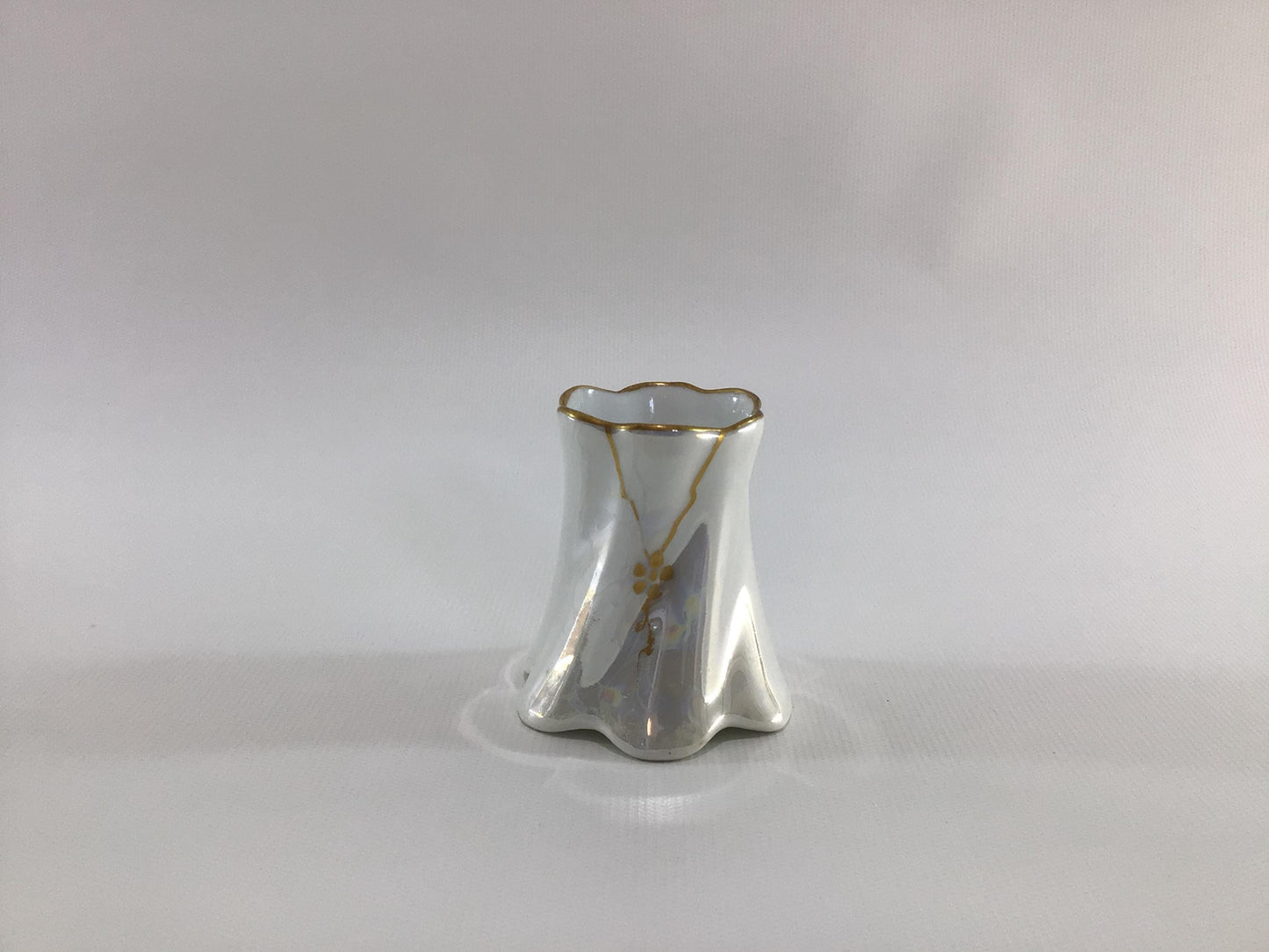 Ceramic Lustreware with Gold Gilt Accents Toothpick Holder Antique Elegant Dining Decor