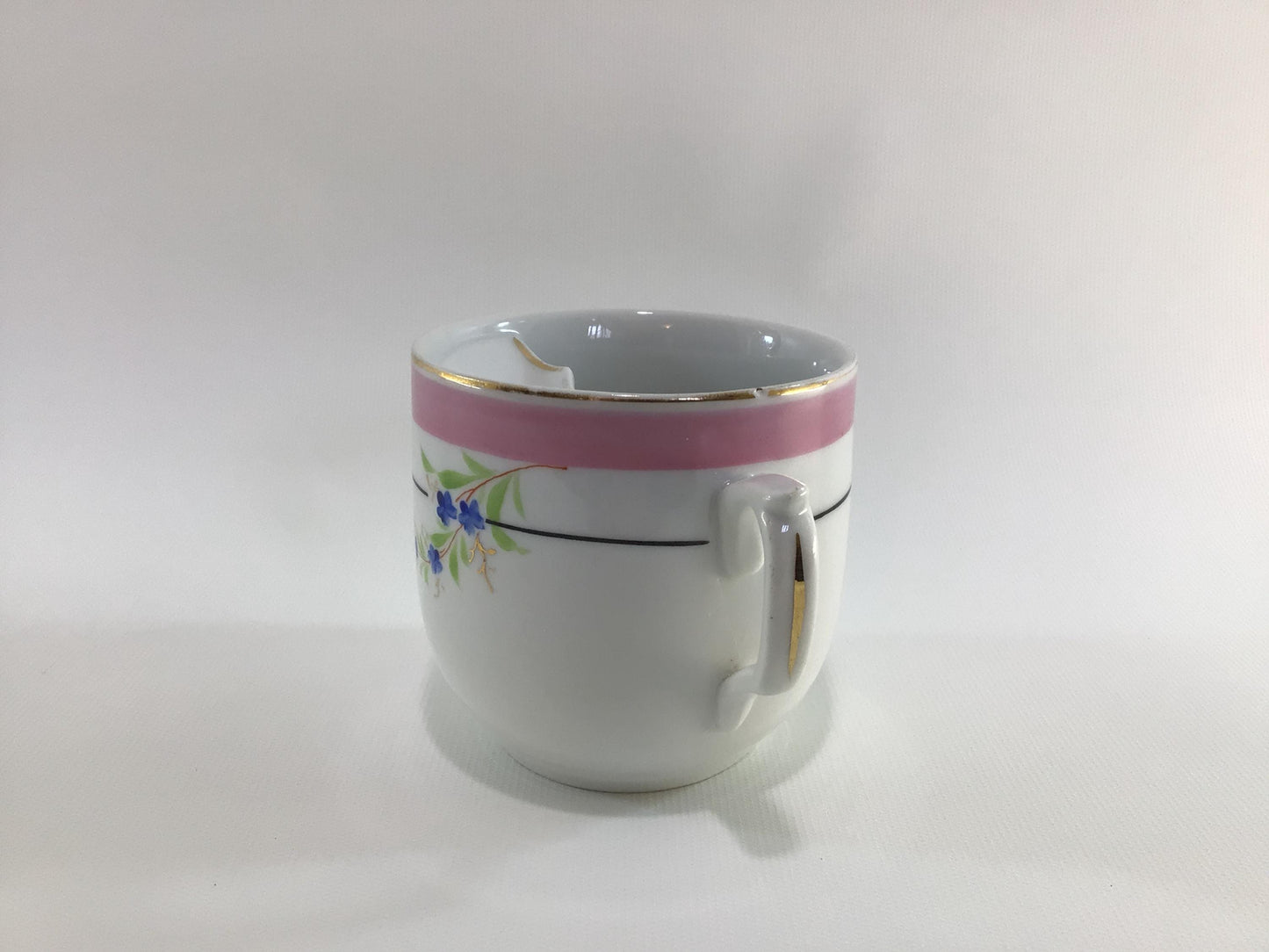 Mustache Cup Ceramic Coffee Mug Antique Hand Painted Gold Gilt Dining Decor