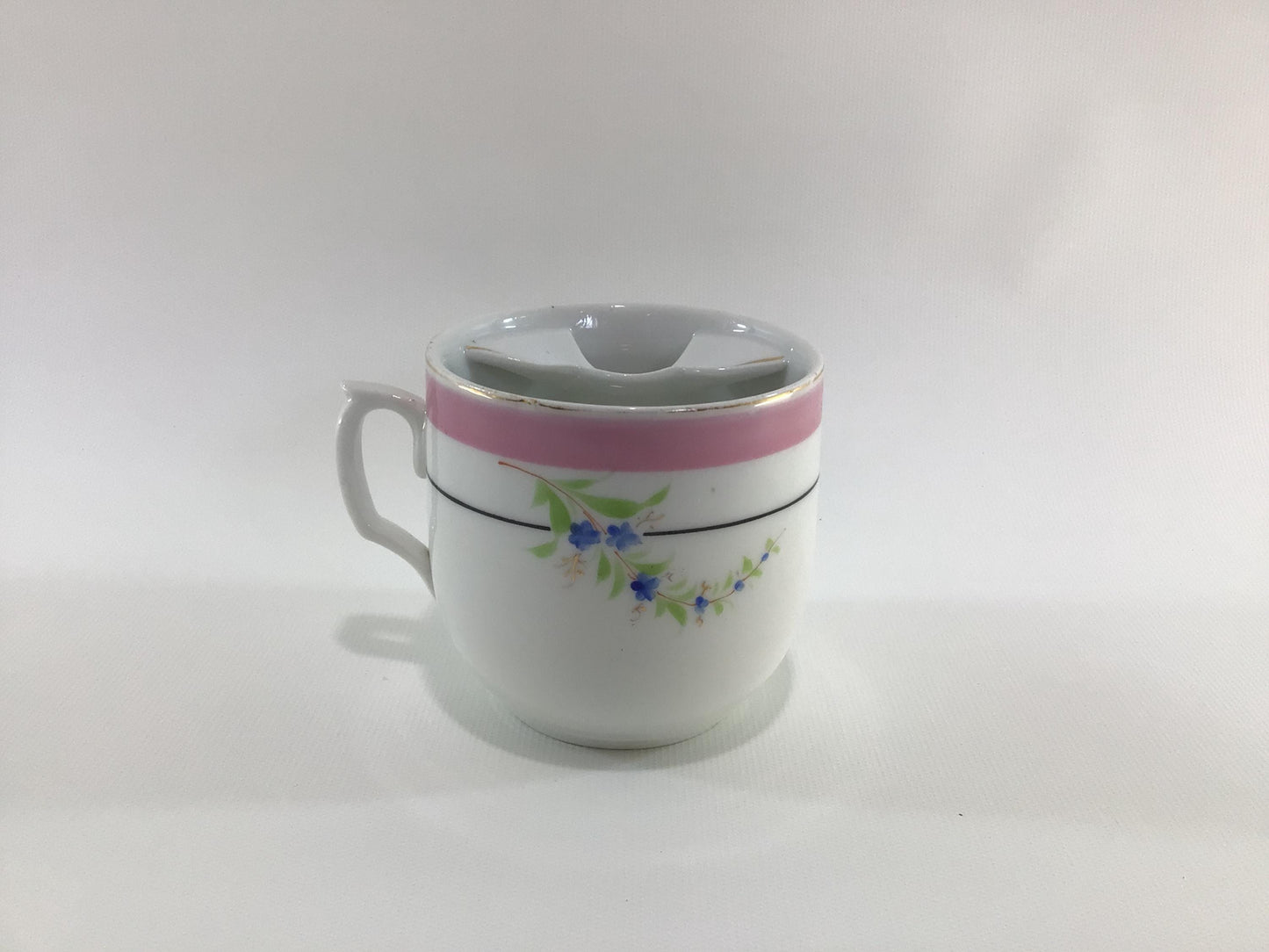 Mustache Cup Ceramic Coffee Mug Antique Hand Painted Gold Gilt Dining Decor