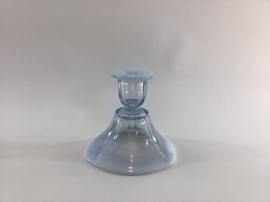 Venetian Blue Opalescent Glass Candlestick Holder Vintage Duncan Miller Home Decor