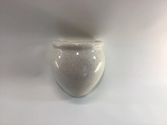 Ceramic Wall Pocket Vase White and Gold Flecked Mid Century Home Wall Decor
