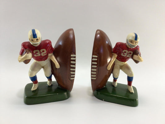Football Player Bookends Vintage Ceramic Home Decor Sears Roebuck 1977 Made in Japan
