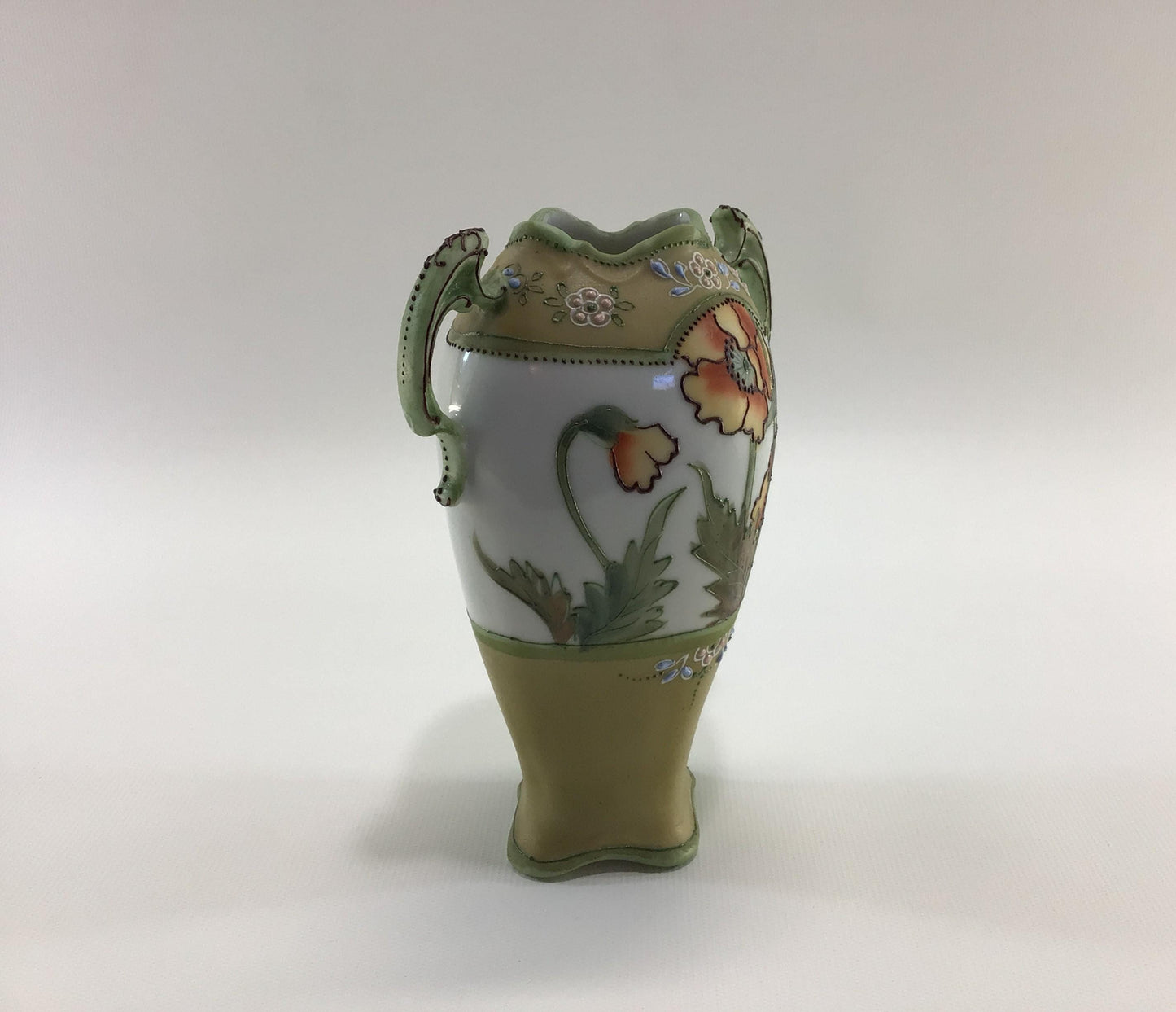 Nippon Porcelain Ceramic 6" Bud Vase with Hand Painted Floral Motif Accents Quality Made Antique Home Decor