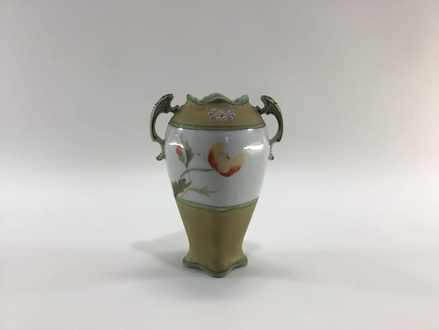 Nippon Porcelain Ceramic 6" Bud Vase with Hand Painted Floral Motif Accents Quality Made Antique Home Decor