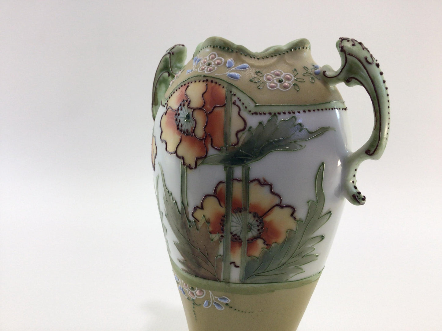 Nippon Porcelain Ceramic 6" Bud Vase with Hand Painted Floral Motif Accents Quality Made Antique Home Decor