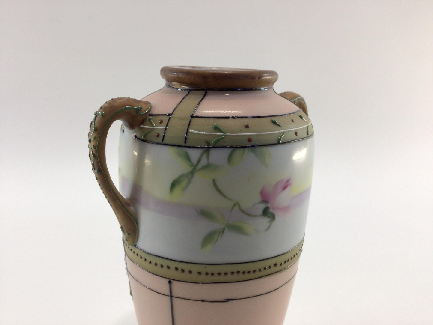 Nippon Porcelain Ceramic 5" Pink Bud Vase with Hand Painted Accents Quality Made Antique Home Decor