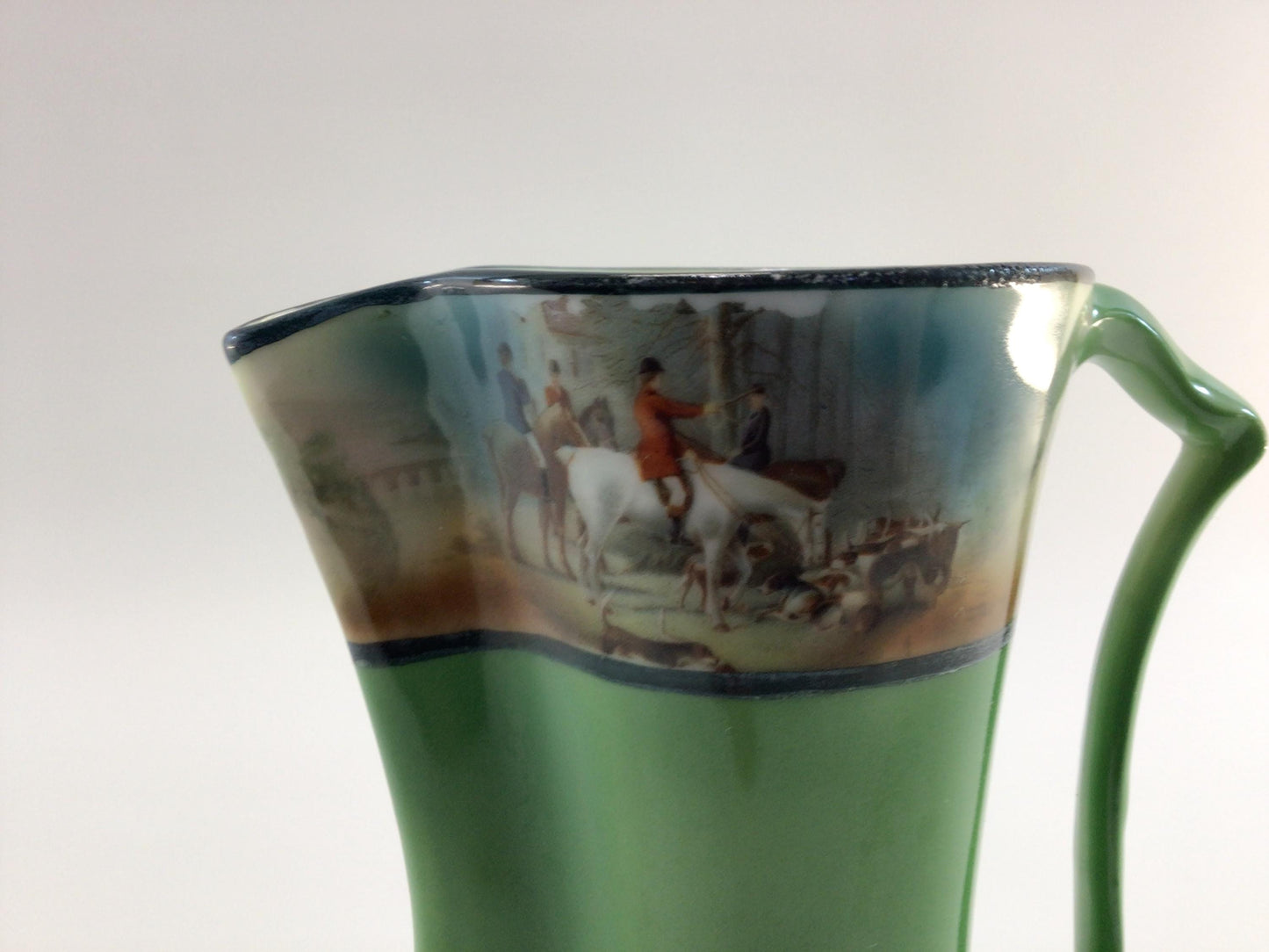Royal Bayreuth Ceramic Pottery Jug Milk Pitcher Antique Farmhouse Kitchen Decor Hunting Motif