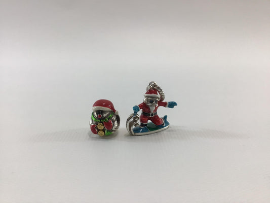 Brighton Surfs Up Santa Claus and Snowman Bracelet Charms Vintage Fashion Jewelry Accessories