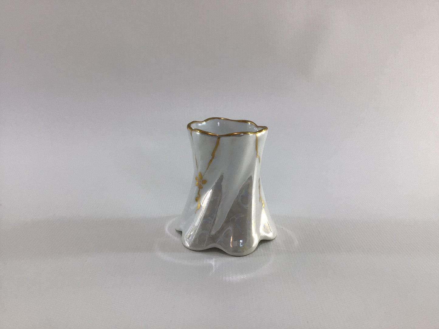 Ceramic Lustreware with Gold Gilt Accents Toothpick Holder Antique Elegant Dining Decor