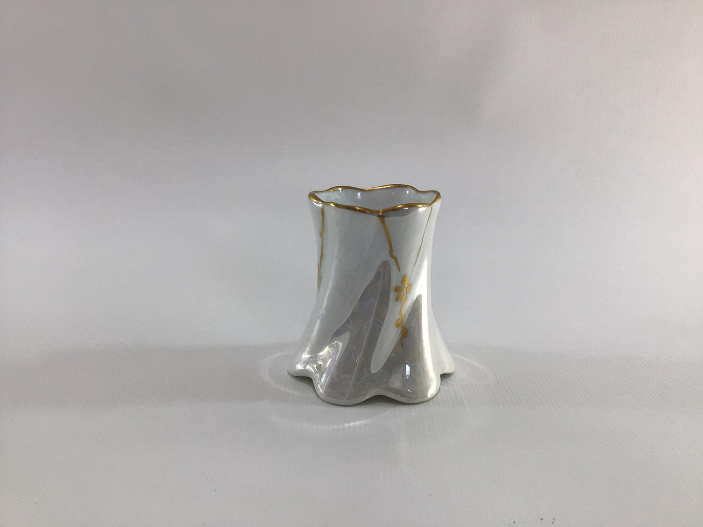 Ceramic Lustreware with Gold Gilt Accents Toothpick Holder Antique Elegant Dining Decor