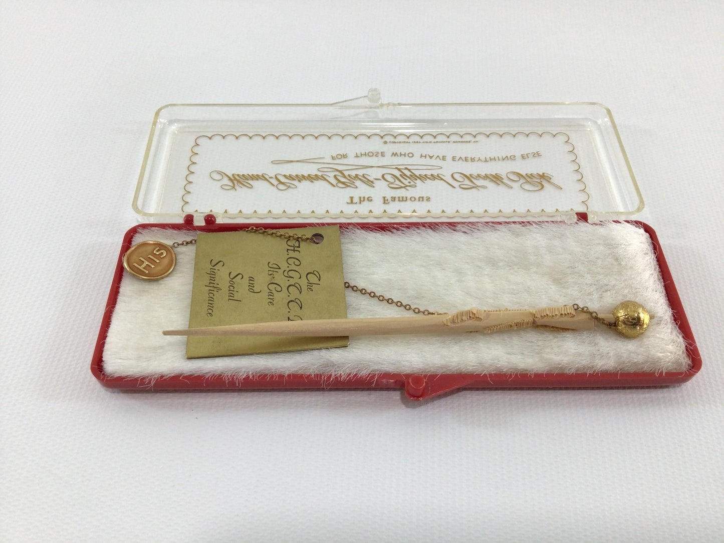 Hand Carved Golt Tipped Tooth Pick Vintage Novelty Gift