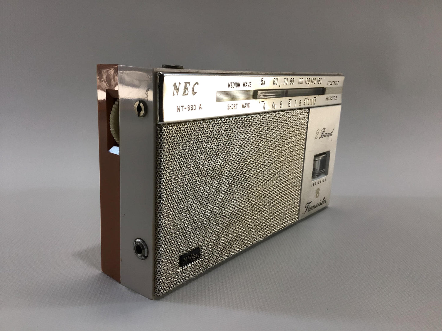 Vintage 8 Transistor Pocket MW SW Radio Nippon Electric Company Model NT-880A Analog Audio Electronics - Nonworking Parts Repair Display