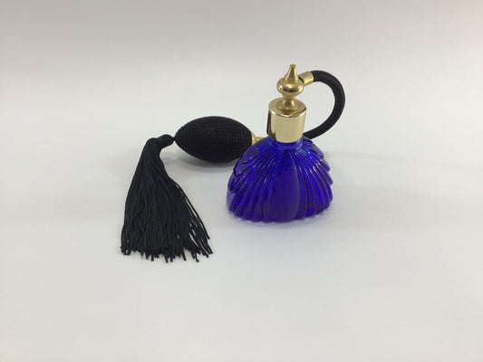 Atomizer Perfume Bottle Cobalt Blue Faceted Glass Vintage Vanity Decor Display