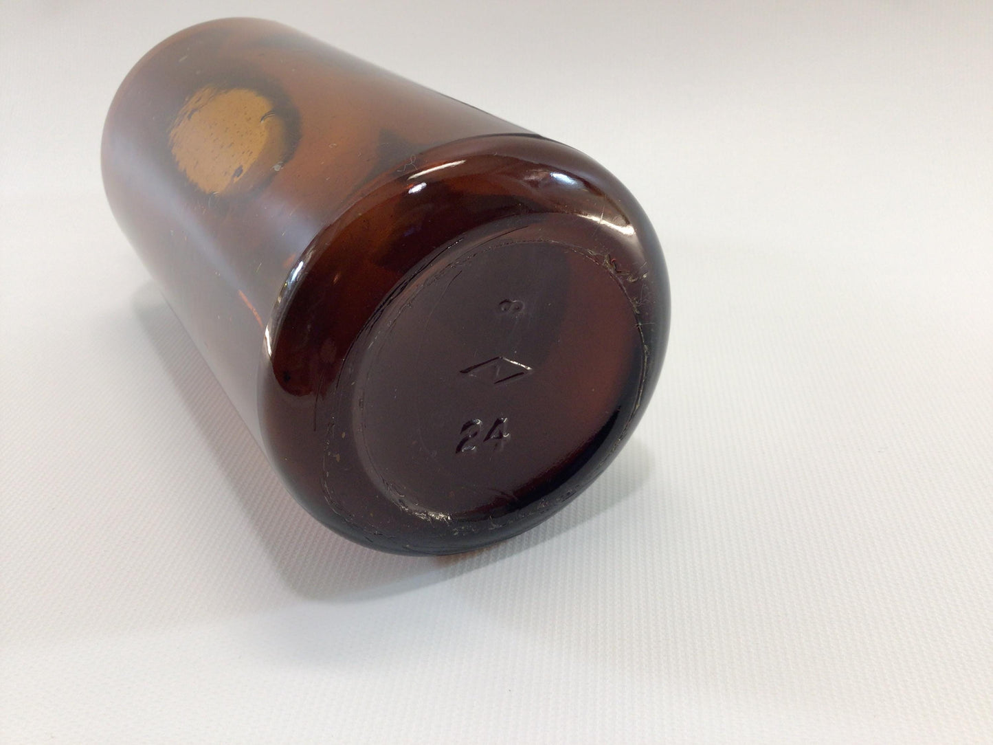 Antique Amber Glass Paper Label Apothecary Medicine Bottle