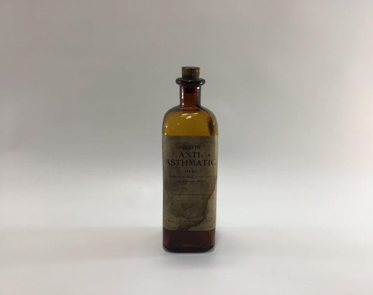 Antique Home Remedies Cork Top Paper Label Bottle Anti-Asthmatic Elixir Eli Lilly Company Indianapolis