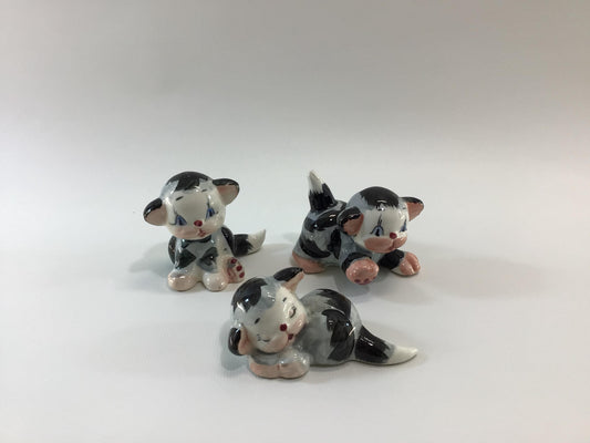 Mid Century Ceramic Kittens Set Vintage Kitschy Home Decor Figurines