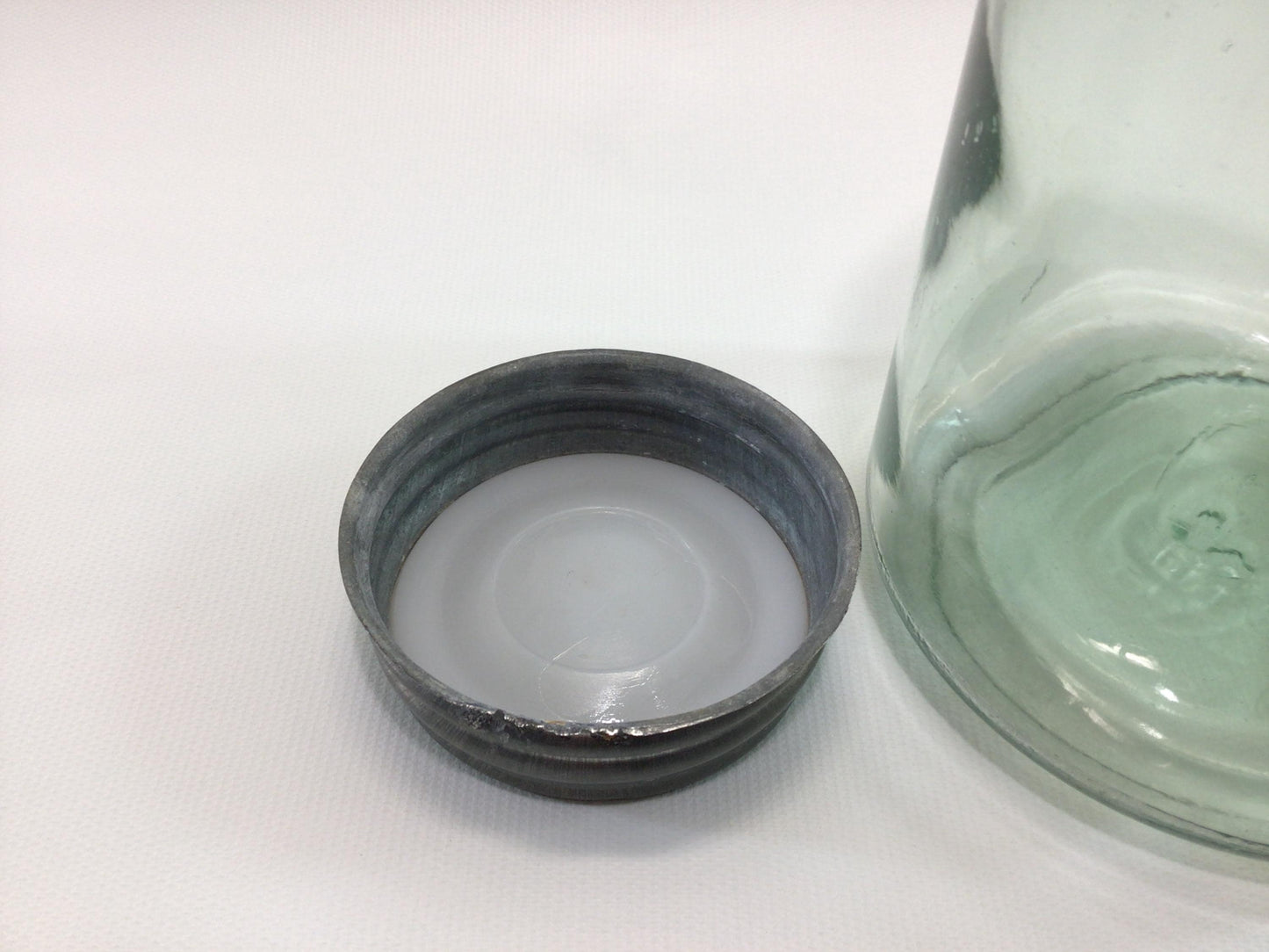 Vintage Green Glass Ball Mason Jar 1/2 Gallon #3 with Zinc Lid