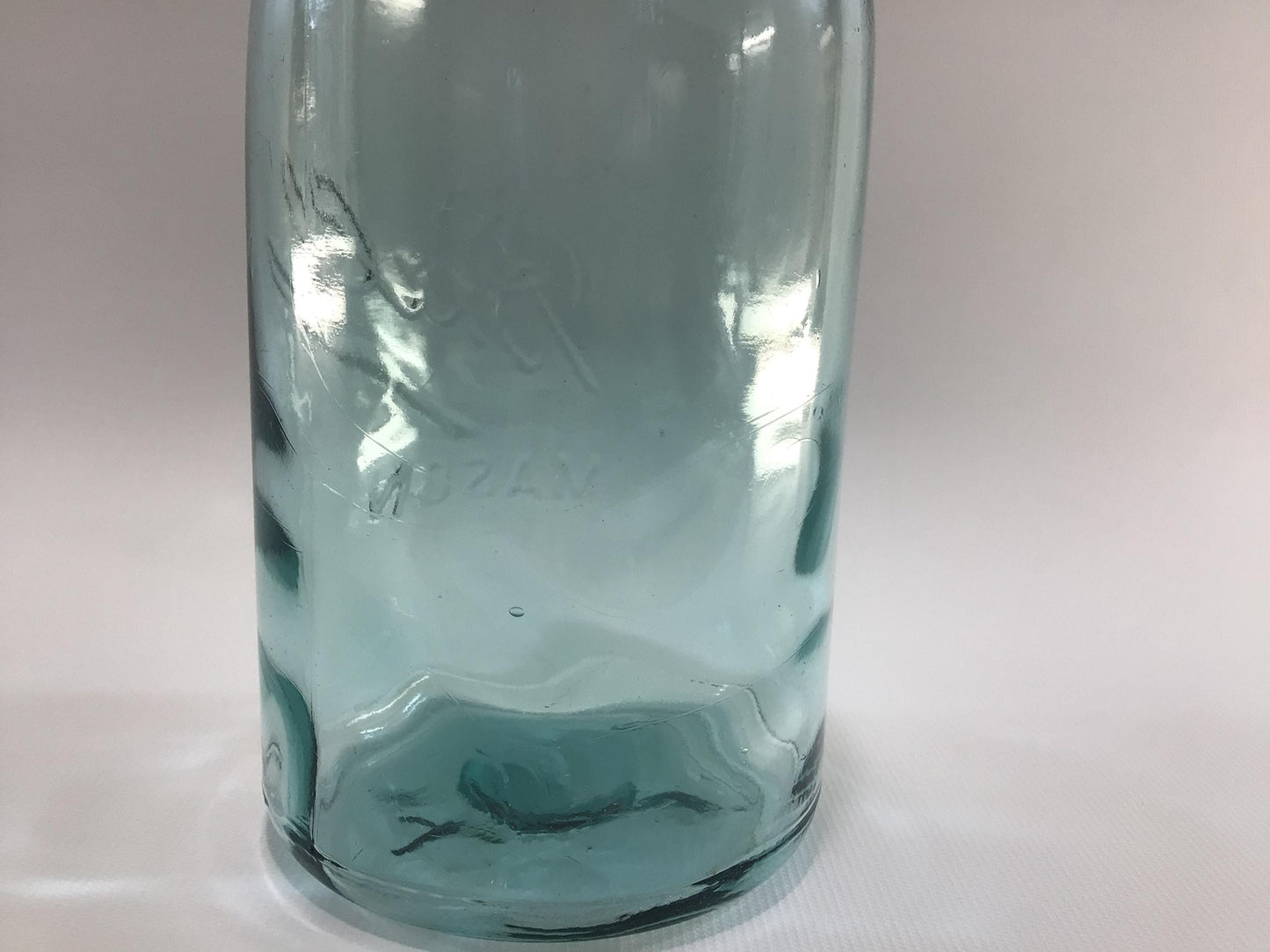 Vintage Blue Glass Ball Mason Jar One Quart J6 with Zinc Lid