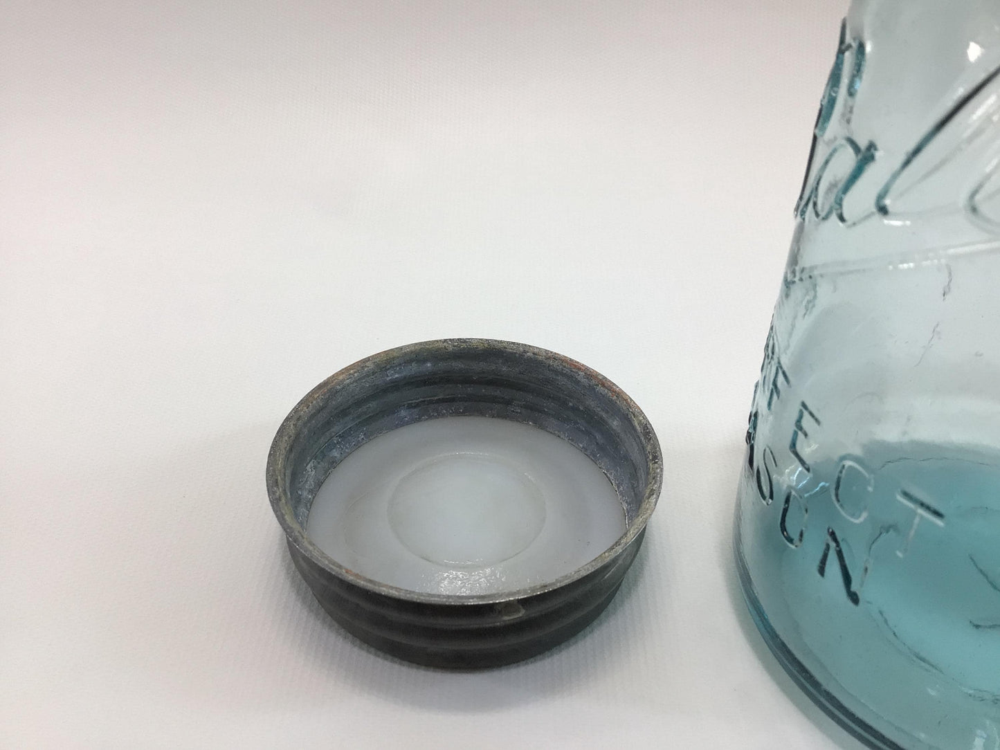 Vintage Blue Glass Ball Perfect Mason Jar One Quart #7 with Zinc Lid