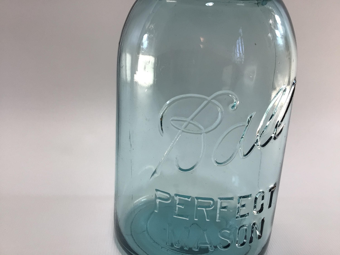 Vintage Blue Glass Ball Perfect Mason Jar One Quart #3 with Zinc Lid