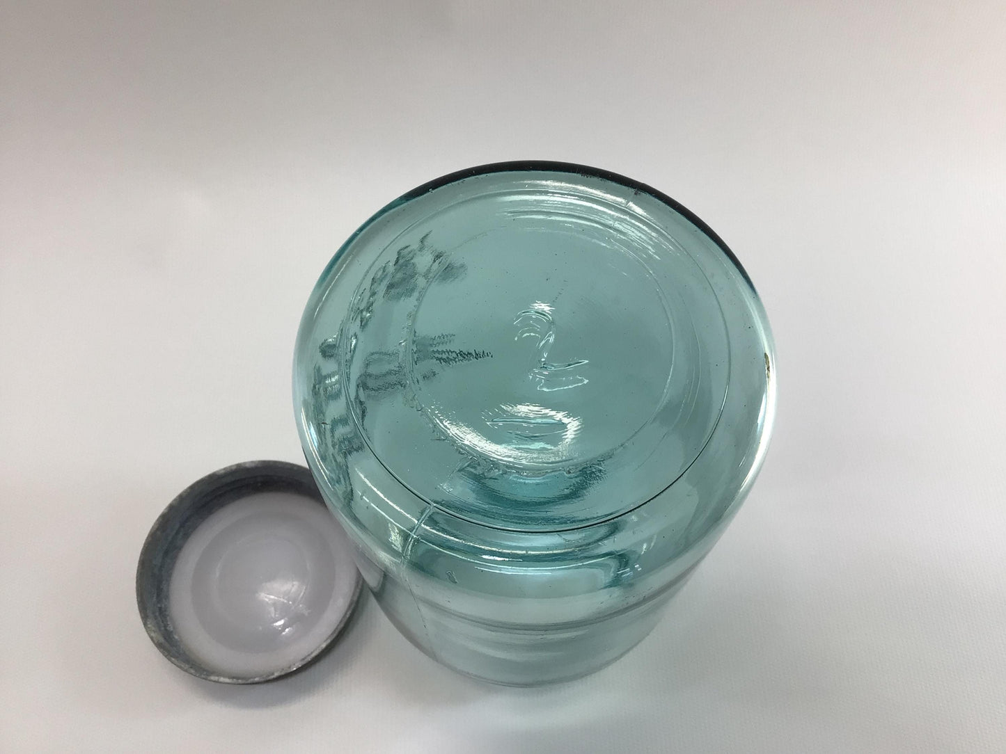 Vintage Blue Glass Ball Perfect Mason Jar One Quart #2 with Zinc Lid