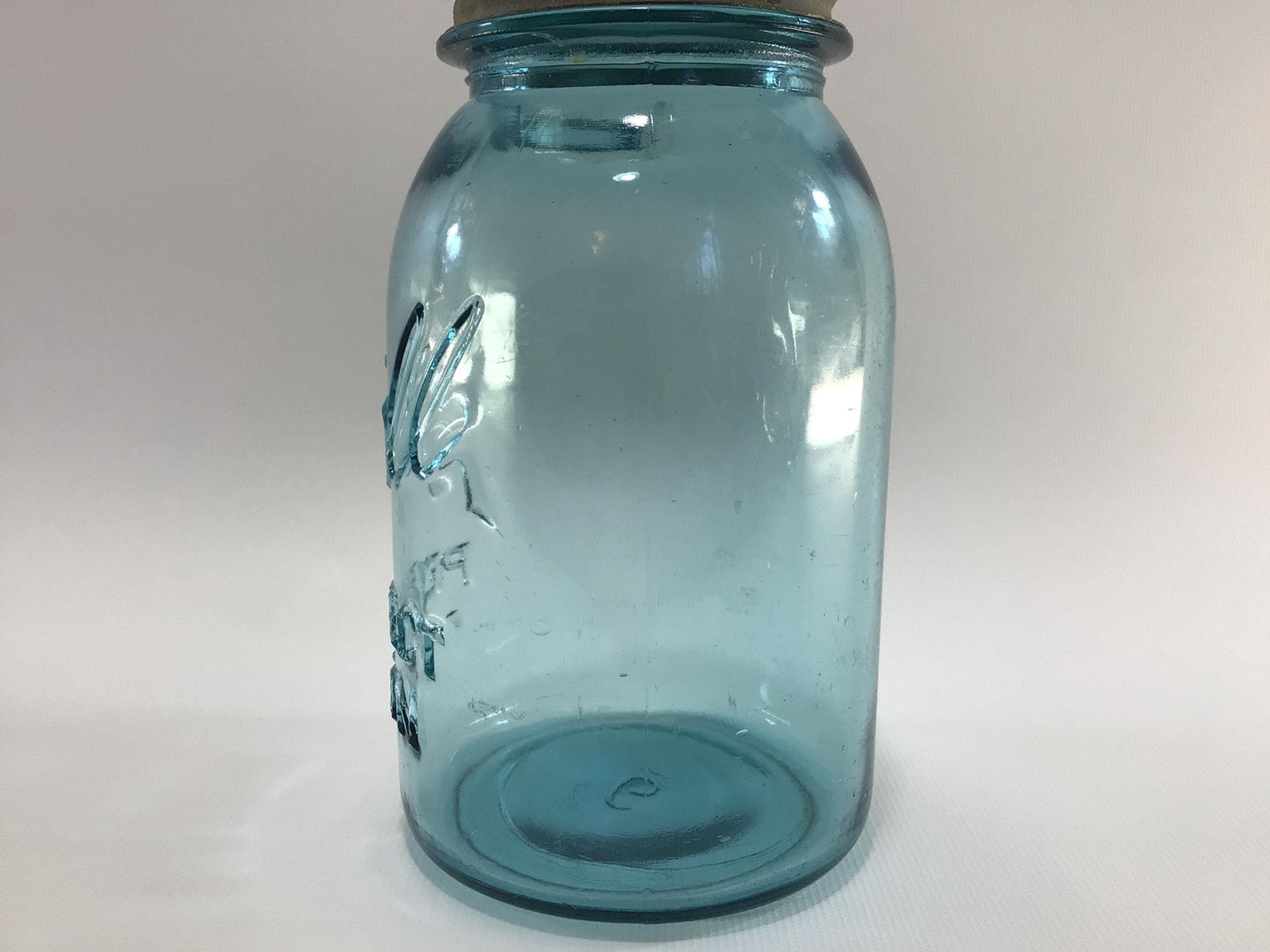 Vintage Blue Glass Ball Perfect Mason Jar One Quart #6 with Zinc Lid