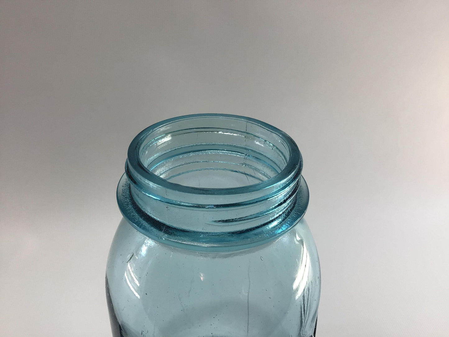 Vintage Blue Glass Ball Perfect Mason Jar One Quart #6 Trapped Air Bubbles with Zinc Lid
