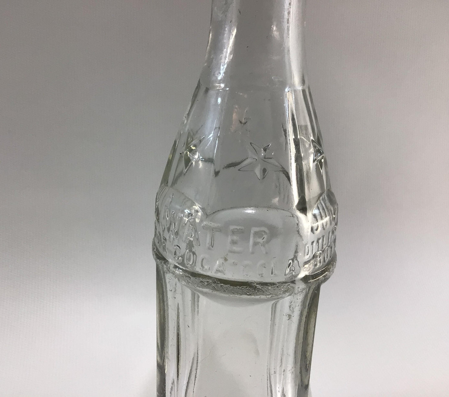 Antique Soda Water Bottle Clear Glass Four Side Star Coca Cola Bottling Company Painesville Ohio