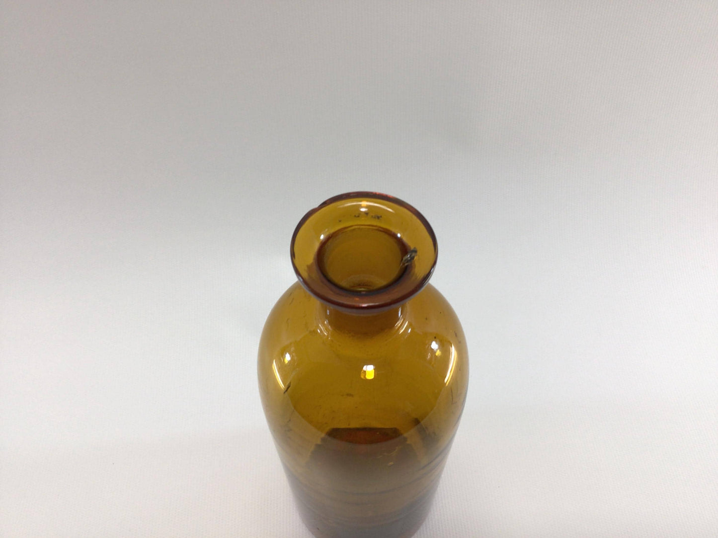 Antique Applied Top Amber Glass 19th Century Apothecary Medicine Bottle
