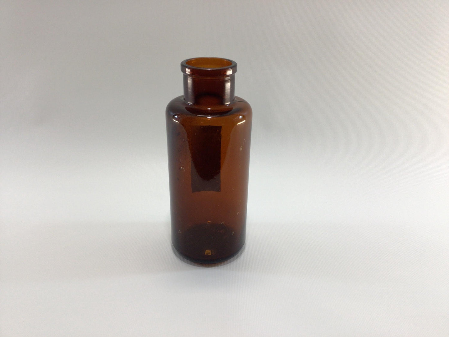 Antique Amber Glass Paper Label Apothecary Medicine Bottle