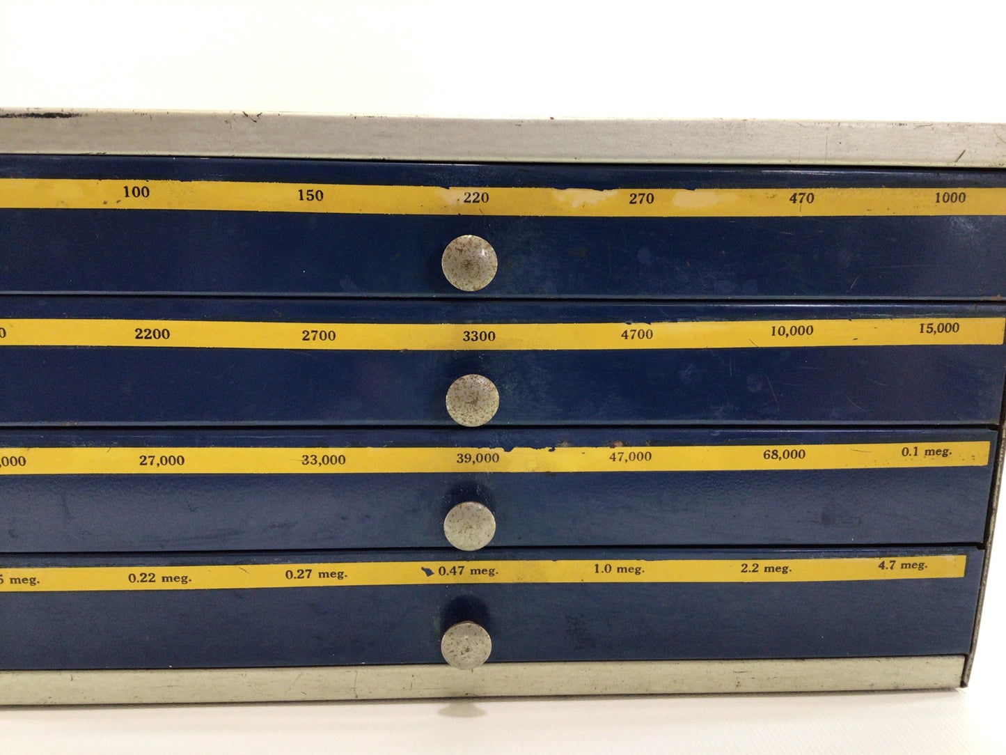 Pressed Steel 4 Drawer Storage Container Electronic Resistors Box IRC Electronics Parts Vintage Advertising