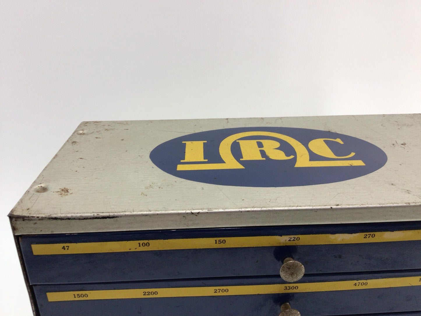 Pressed Steel 4 Drawer Storage Container Electronic Resistors Box IRC Electronics Parts Vintage Advertising
