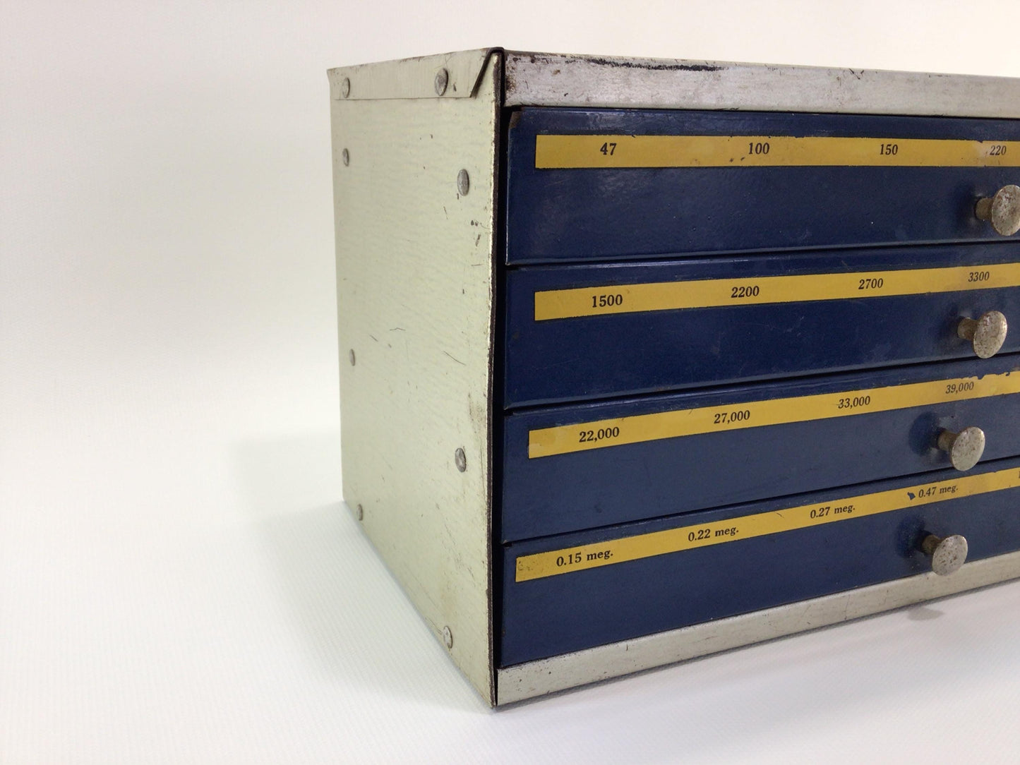 Pressed Steel 4 Drawer Storage Container Electronic Resistors Box IRC Electronics Parts Vintage Advertising