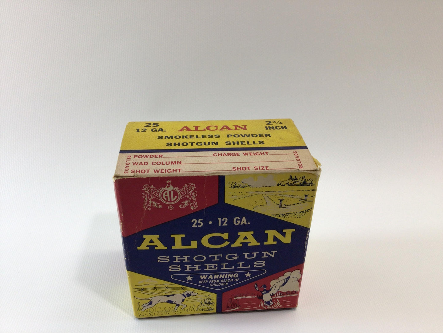 ALCAN 12 Gage Shotgun Shells Empty Box Vintage Sports Hunting Advertising Ephemera