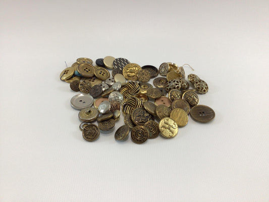 Assorted Metal Buttons Vintage Sewing Notions Lot