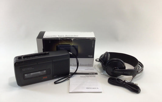 Optimus Cassette Tape Recorder CTR-116 and Nova 71 Headphone Set Vintage Radio Shack Analog Electronics