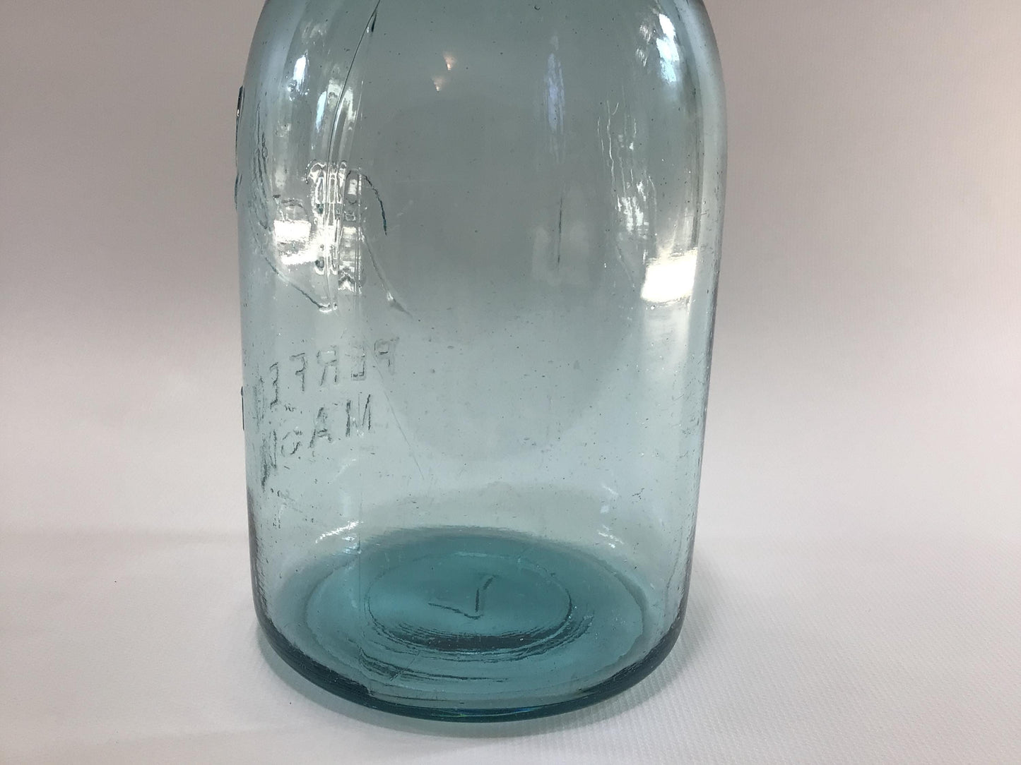 Vintage Blue Glass Ball Perfect Mason Jar One Quart #7 with Zinc Lid