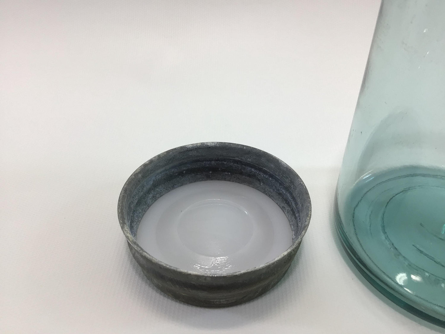 Vintage Blue Glass Ball Perfect Mason Jar One Quart #2 with Zinc Lid