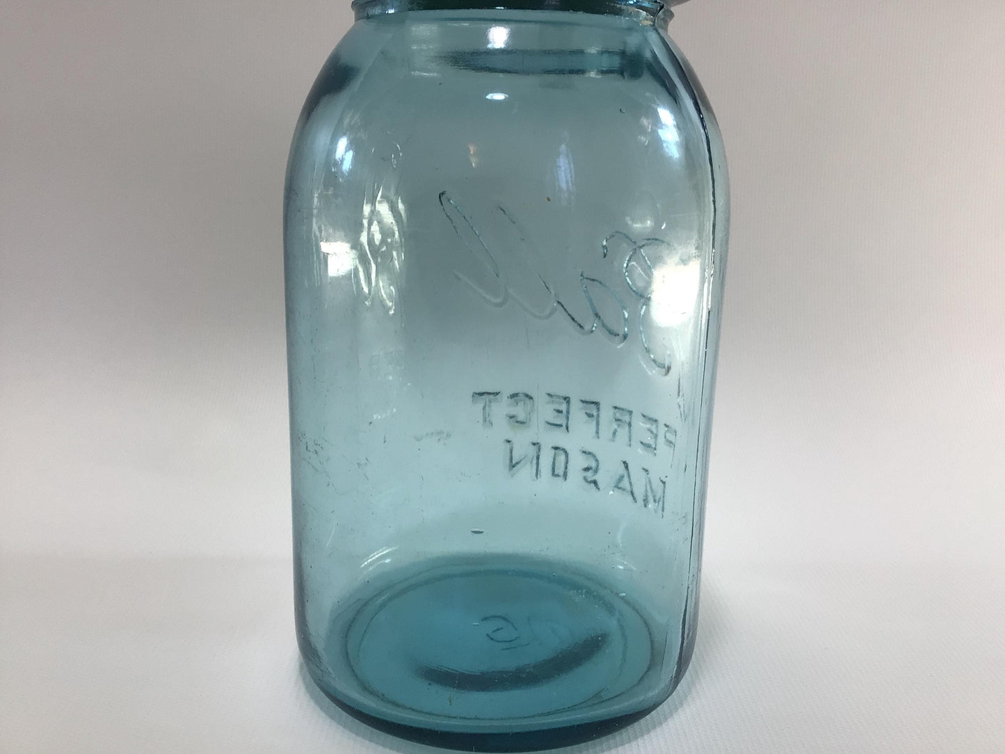 Vintage Blue Glass Ball Perfect Mason Jar One Quart #6 with Zinc Lid