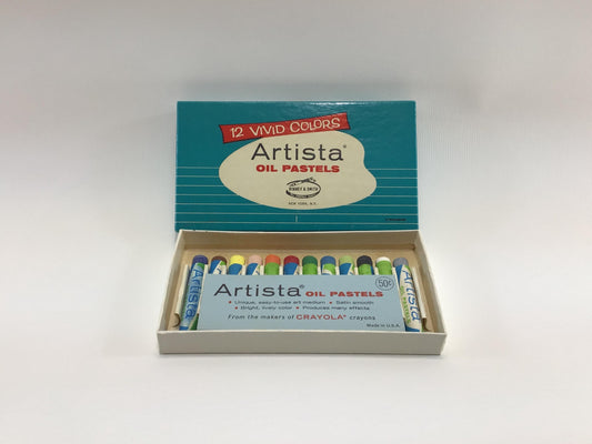 Vintage Artist Supplies Artista Oil Pastels 12 Vivid Color Pastel Crayons Binney & Smith Made in USA