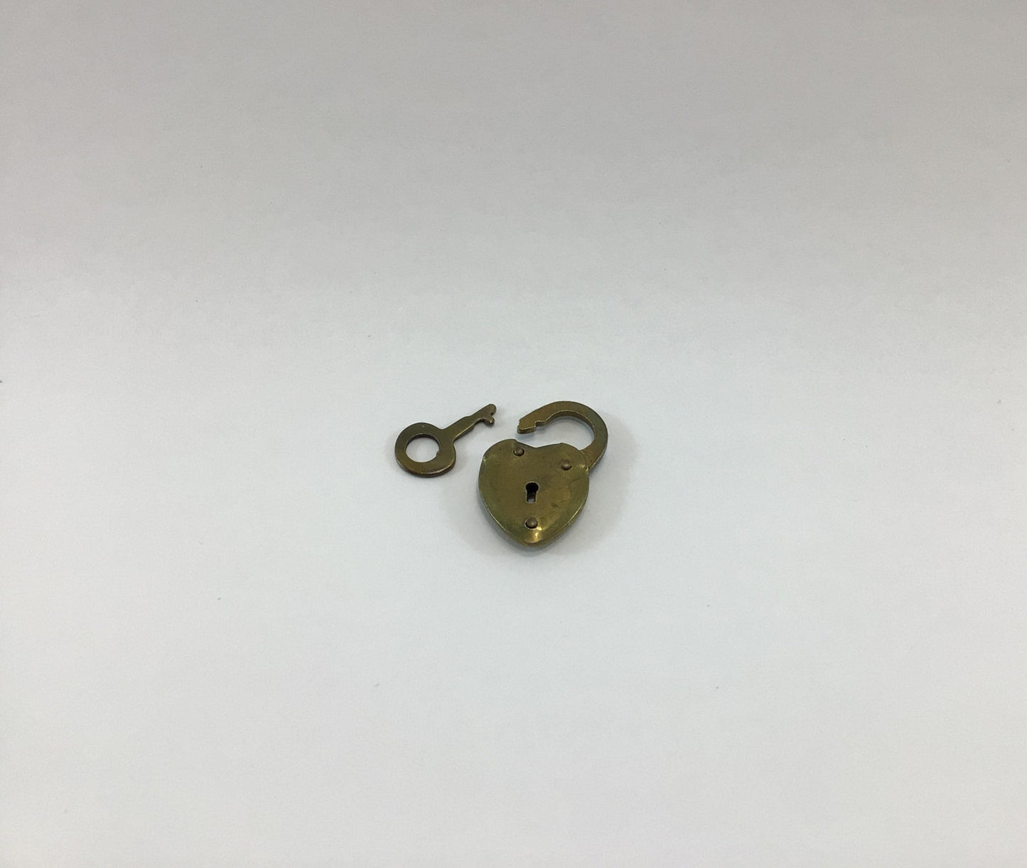 Vintage Solid Brass Heart Shape Diary Lock and Key