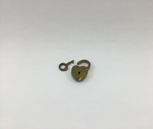 Vintage Solid Brass Heart Shape Diary Lock and Key