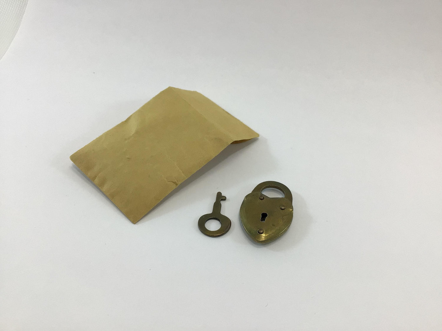 Vintage Solid Brass Heart Shape Diary Lock and Key