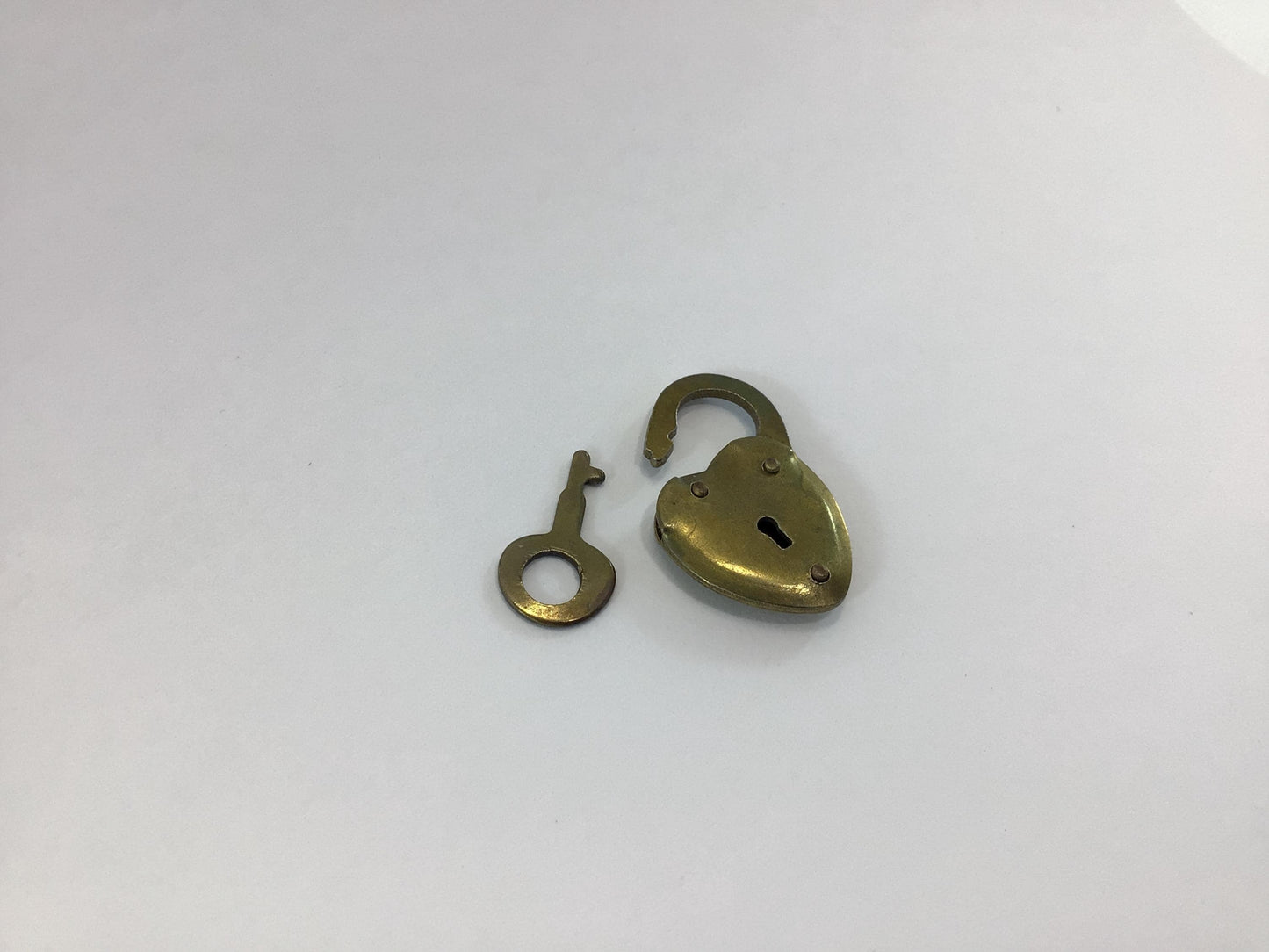 Vintage Solid Brass Heart Shape Diary Lock and Key