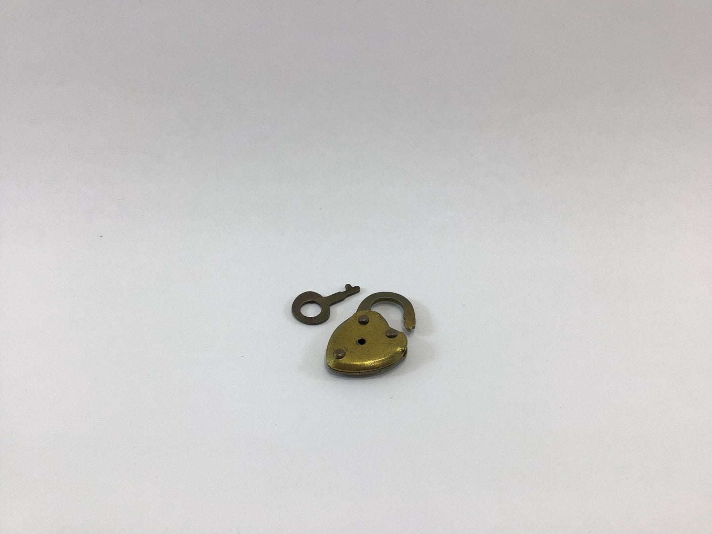 Vintage Solid Brass Heart Shape Diary Lock and Key