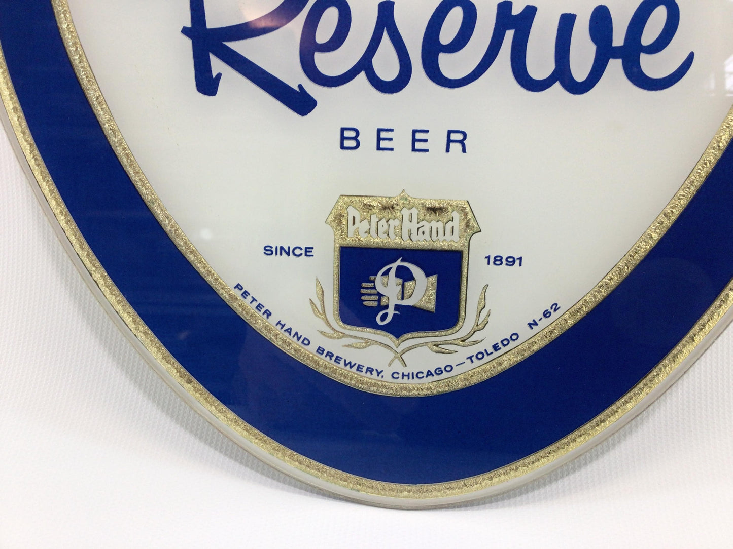 Meister Brau Reserve Beer Reverse Painted Glass Vintage Advertising Sign