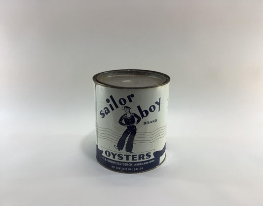 Sailor Boy Oysters Tin 1 Gallon Can Vintage Advertising Country Kitchen Decor