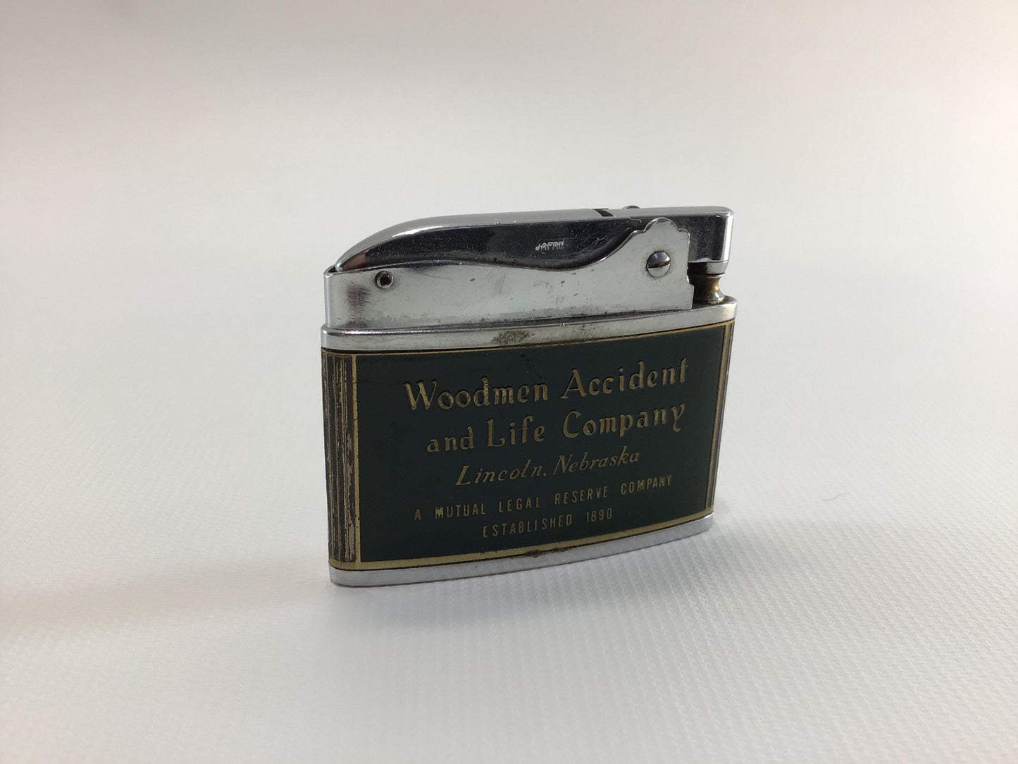 Vintage Brother Lite Advertising Cigarette Lighter 1950s Quality Made in Japan Woodmen Accident and Life Company