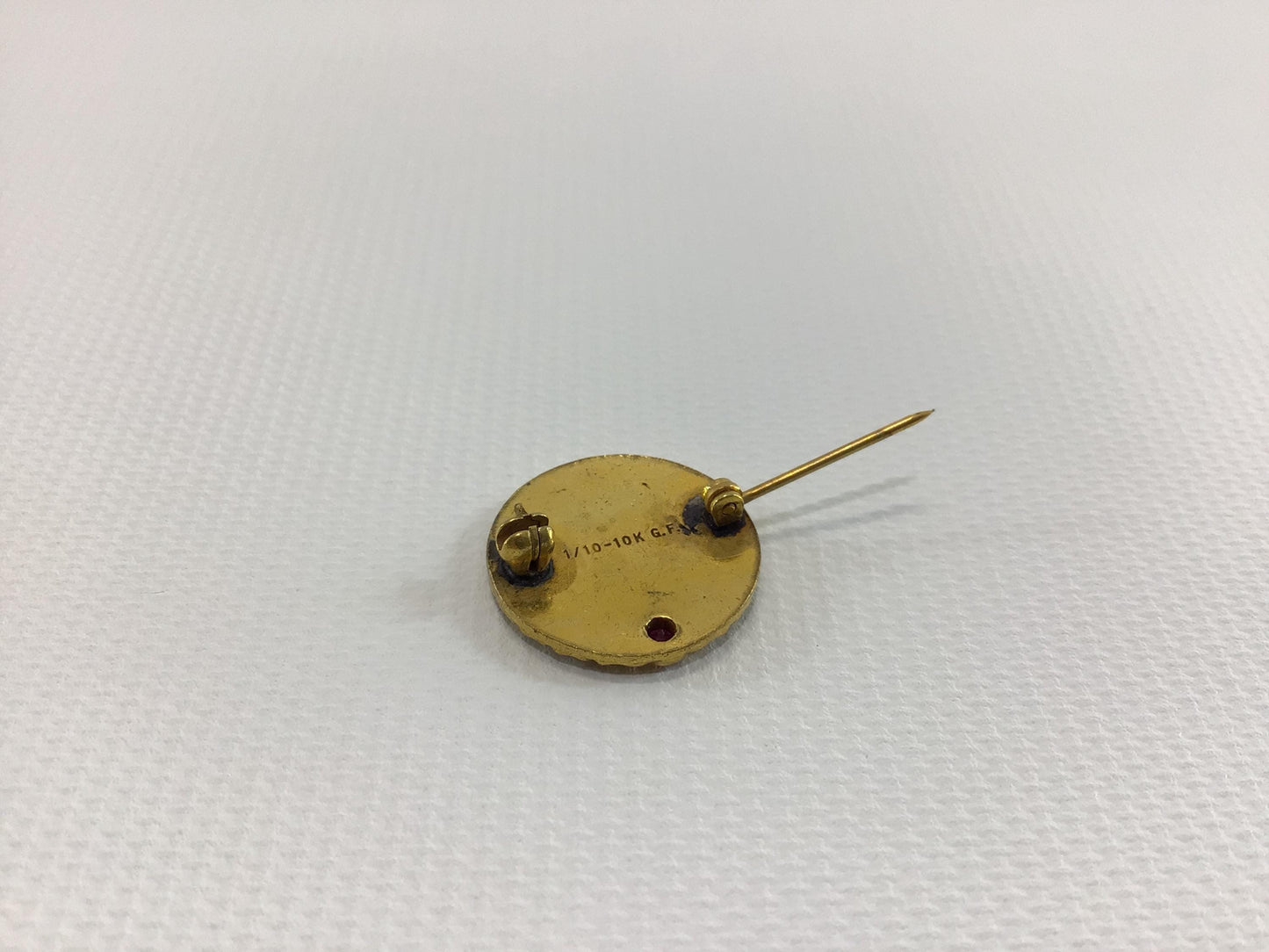 Vintage 10K Gold Filled Lapel Pin with Garnet 50 year Employee Service Award Woodmen Accident and Life