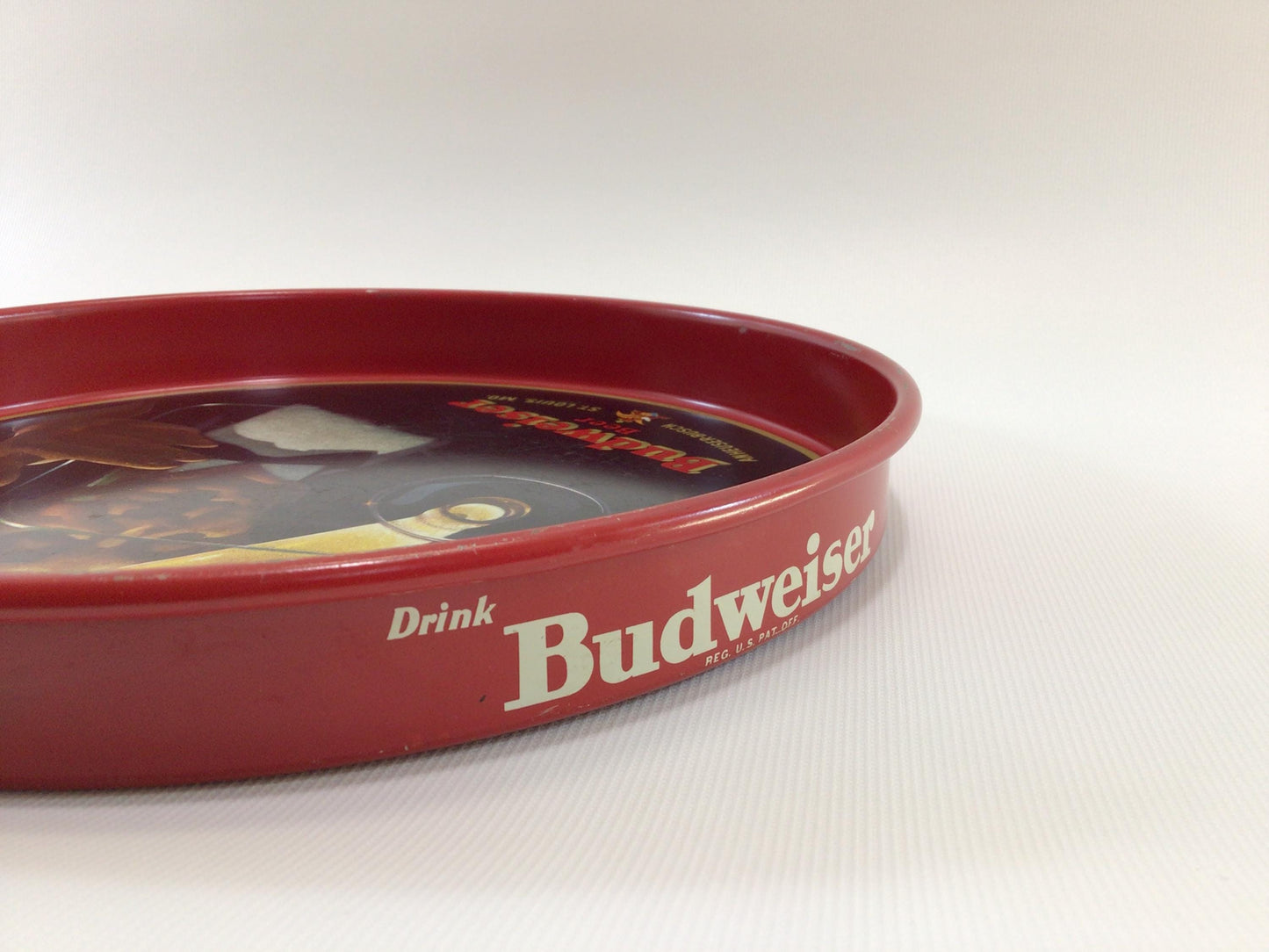 Budweiser Beer 11" Serving Tray Heavy Gauge Steel Vintage Lithograph Advertising